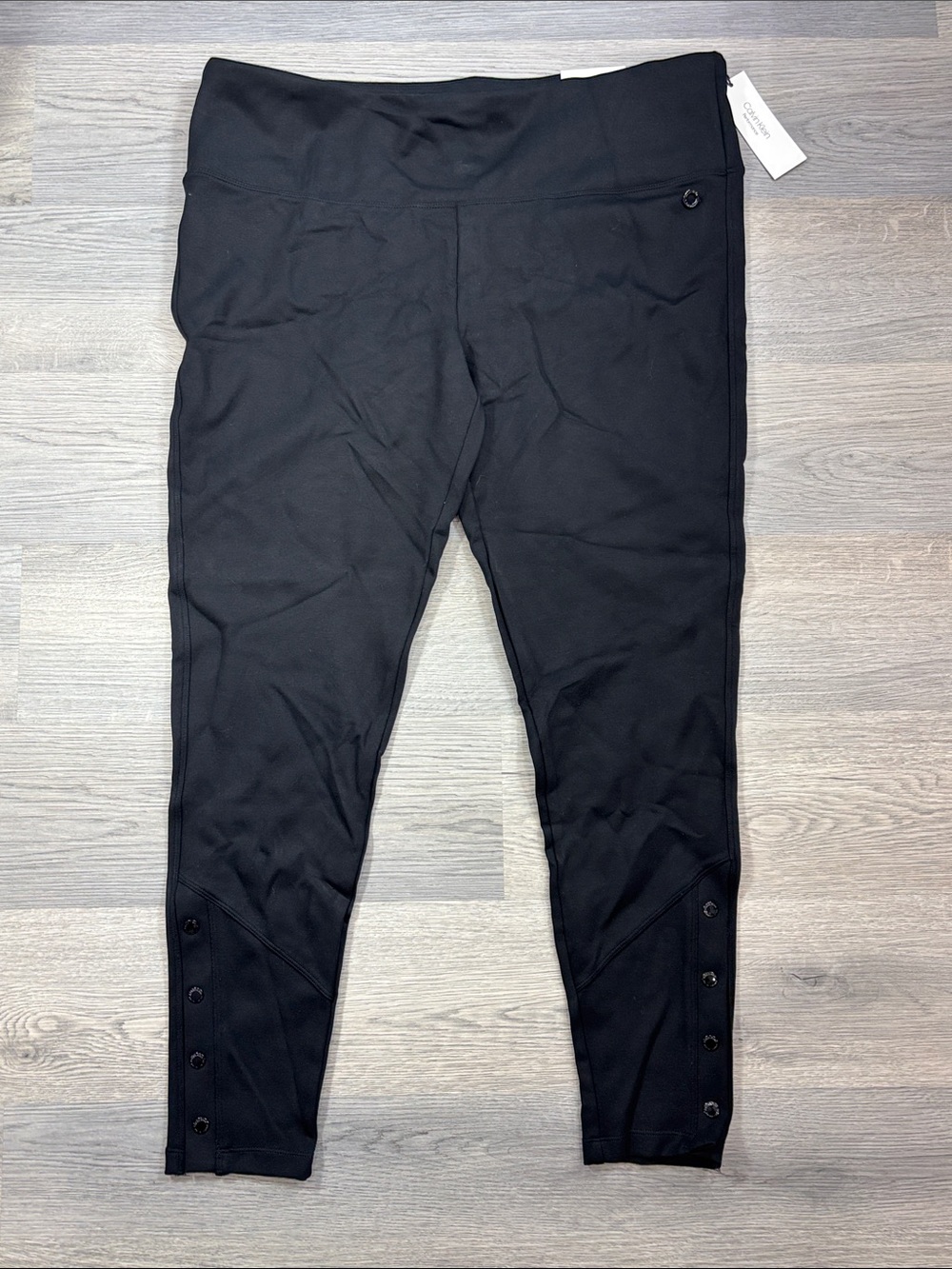 Calvin‎ Klein Performance Black High Waist Legging Ankle Buttons - size 1X NWT